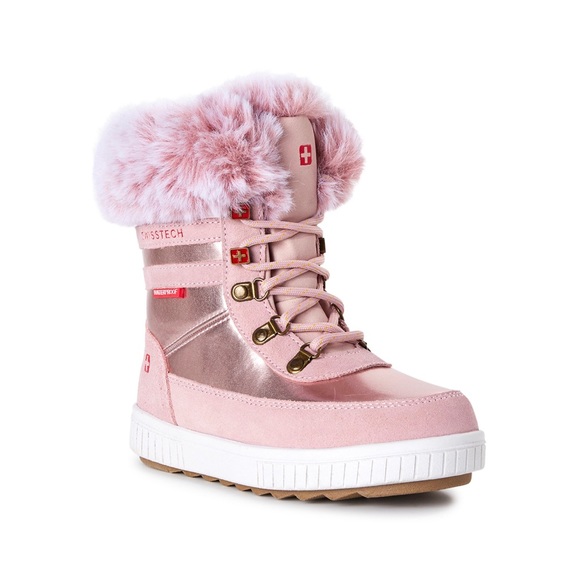 Swiss Tech Other - Girls Swiss Tech Pink Winter Boots Cow Suede, Faux Fur Fleece Lined 3M Insulated